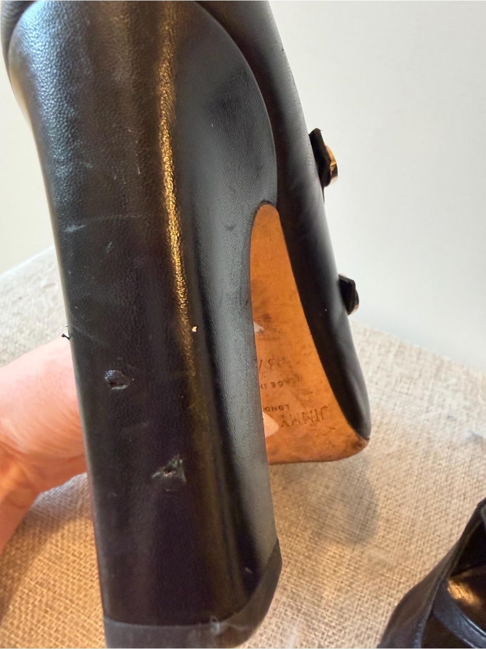 AUTHENTIC Jimmy Choo Black Venice 100 Heels in 37.5 (US women’s 7/7.5) - Picture 15 of 16